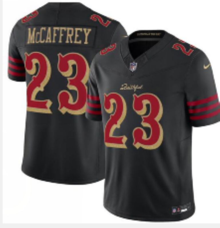 Men Nike San Francisco 49ers #23 Mccaffrey black Limited NFL 2025 Jersey 0011->san francisco 49ers->NFL Jersey